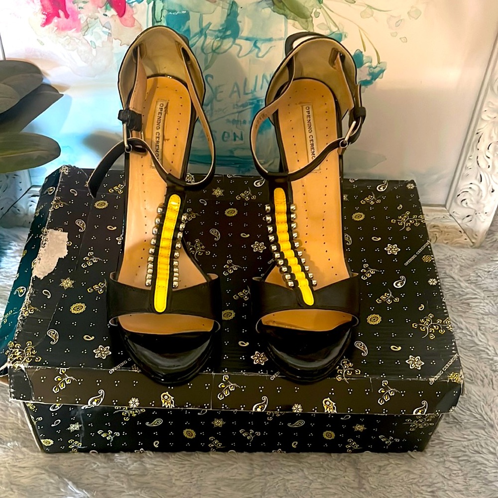 Opening ceremony heels is very good condition. Light wear at bottoms and soles